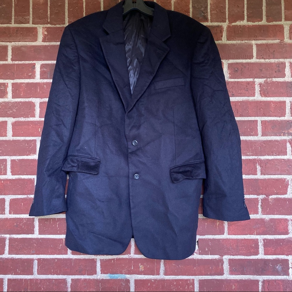 100% Cashmere Jos A Banks Men 42R Dark Blue Sport Coat Blazer - Picture 1 of 7